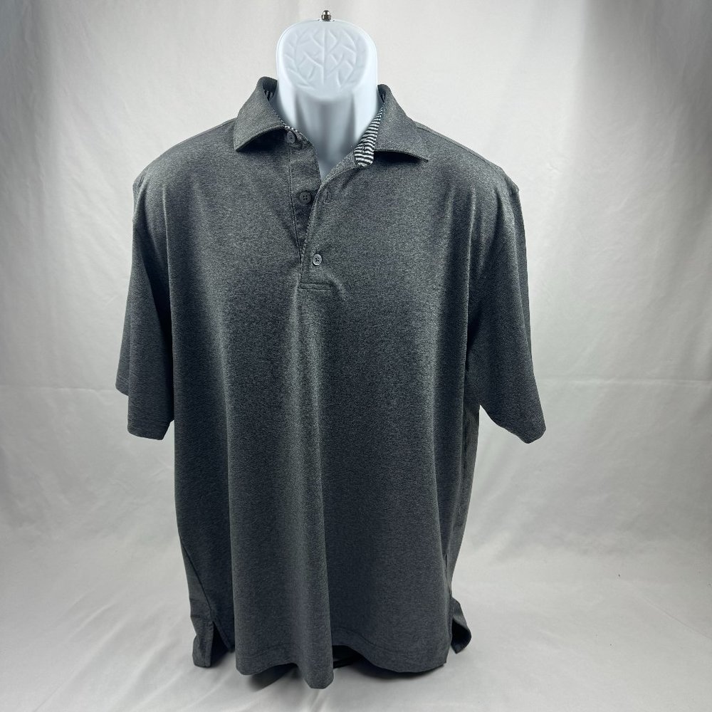 FootJoy FJ Polo Golf Shirt Mens Sz L Gray Short Sleeve Casual Active